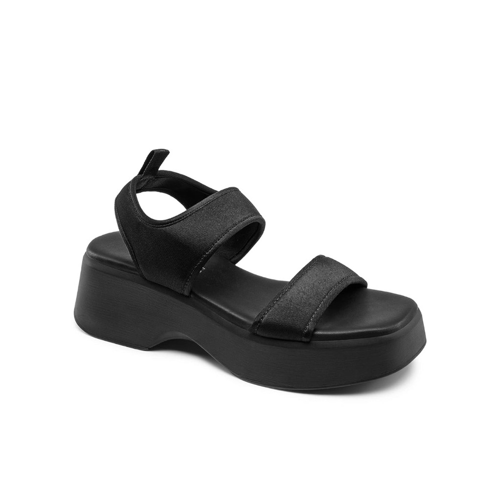 NWOT DREAM PAIRS Women's Slip On Platform Sandals, Chunky Heels, Black